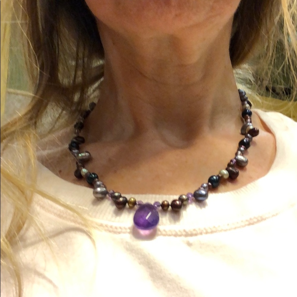Fresh water pearl mixed stones bead necklace